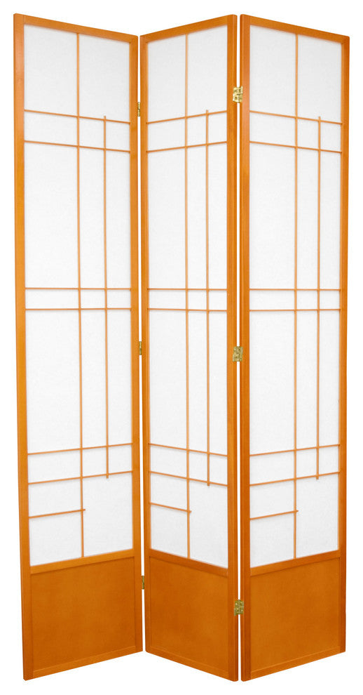 7' Tall Eudes Shoji Screen, Honey, 3 Panels