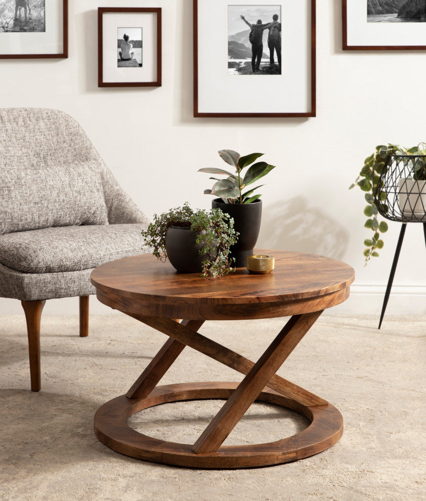 Aja Wood Coffee Table, Walnut Brown, 16x16x26