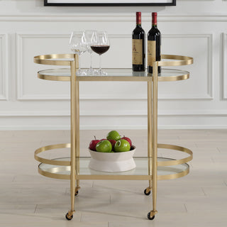 Lifestyle image showing cart in a real room with wine; non-white background; product clearly visible.