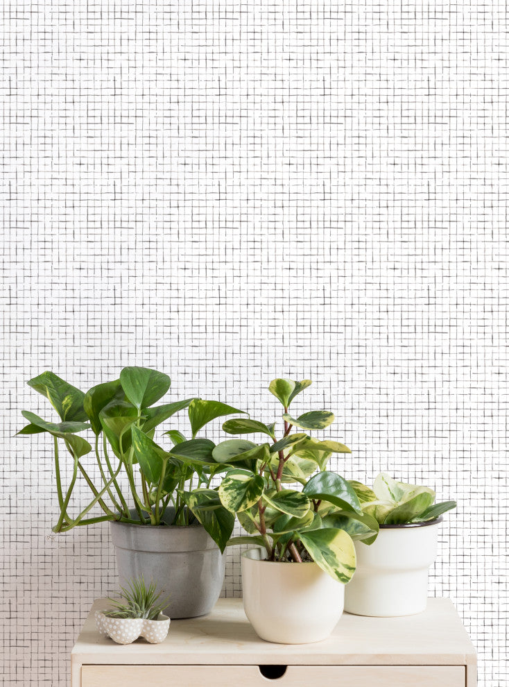 Crosshatch Peel and Stick Vinyl Wallpaper, Gray, 24"x108"