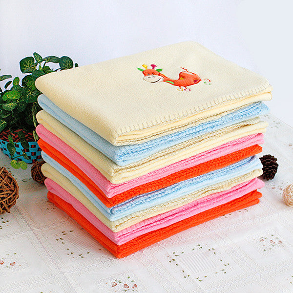White Whale - Pink Embroidered Coral Fleece Baby Throw Blanket (29.5"-39.4")