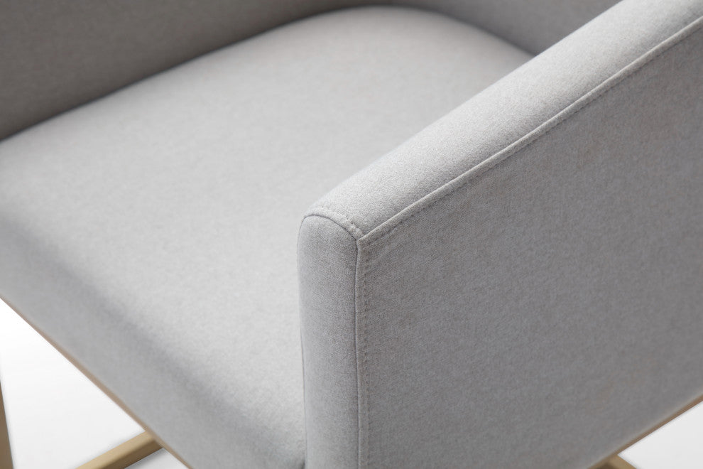 Modrest Yukon Modern Light Grey Fabric + Antique Brass Dining Chair