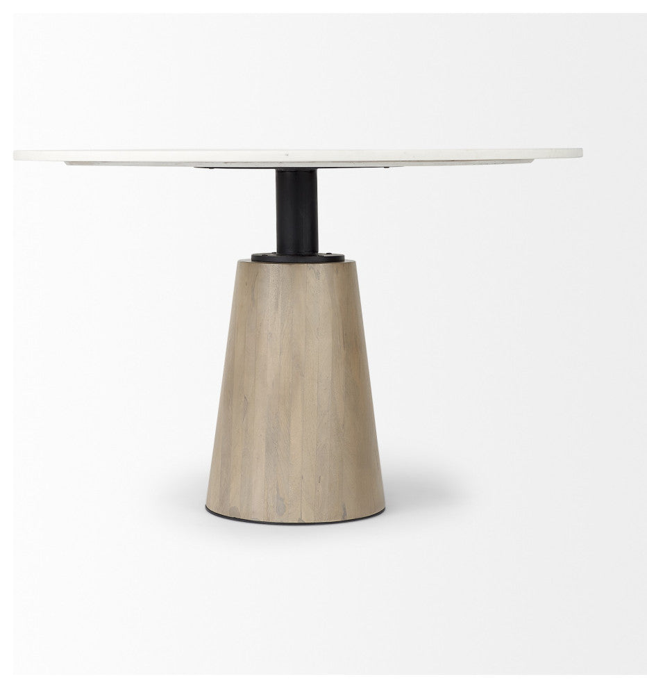 White Marble Mod Pedestal Dining Table