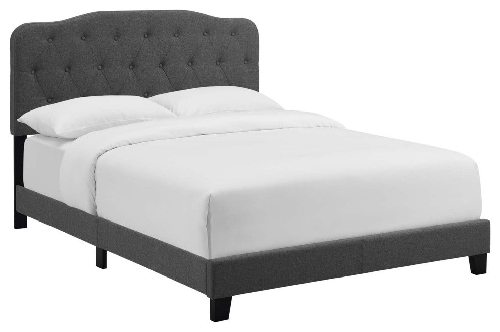 Amelia Queen Upholstered Fabric Bed, Gray