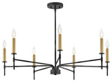 Lark Hux 36" Large Single Tier Chandelier, Black + Lacquered Brass