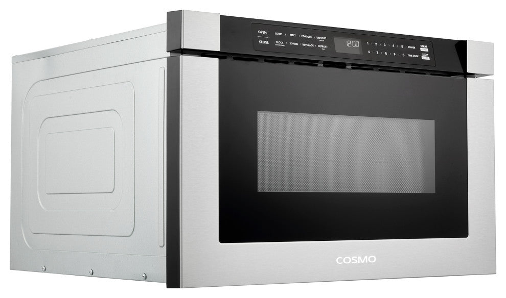 Cosmo 24" 1.2 Cubic Ft Built-in Microwave Drawer, Stainless Steel