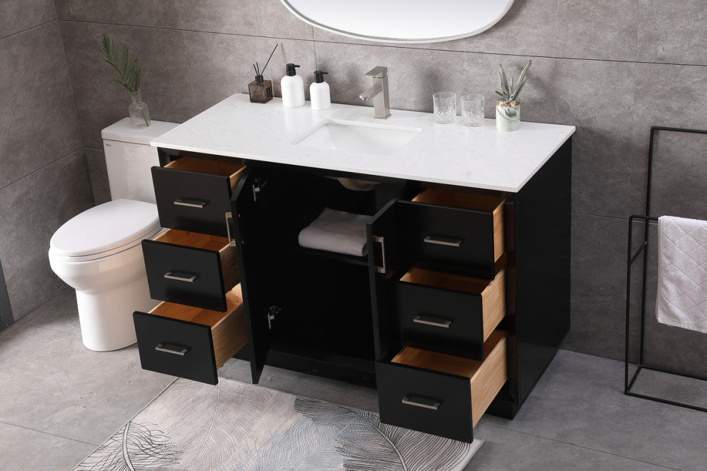 54" SIngle Bathroom Vanity, Black