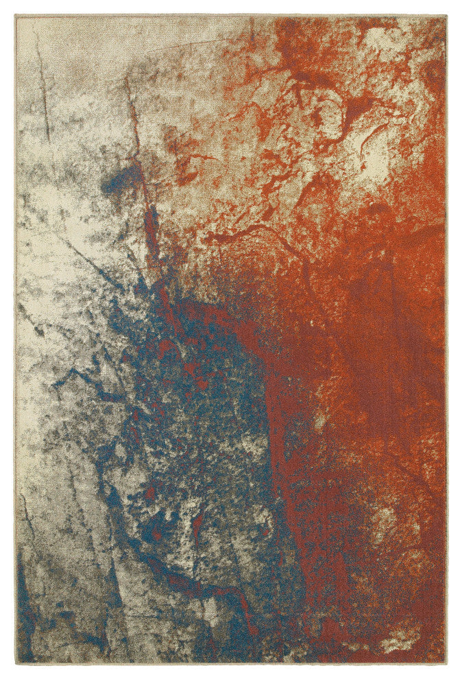 Parham  Beige and Orange Area Rug, 9''10"x12''10"