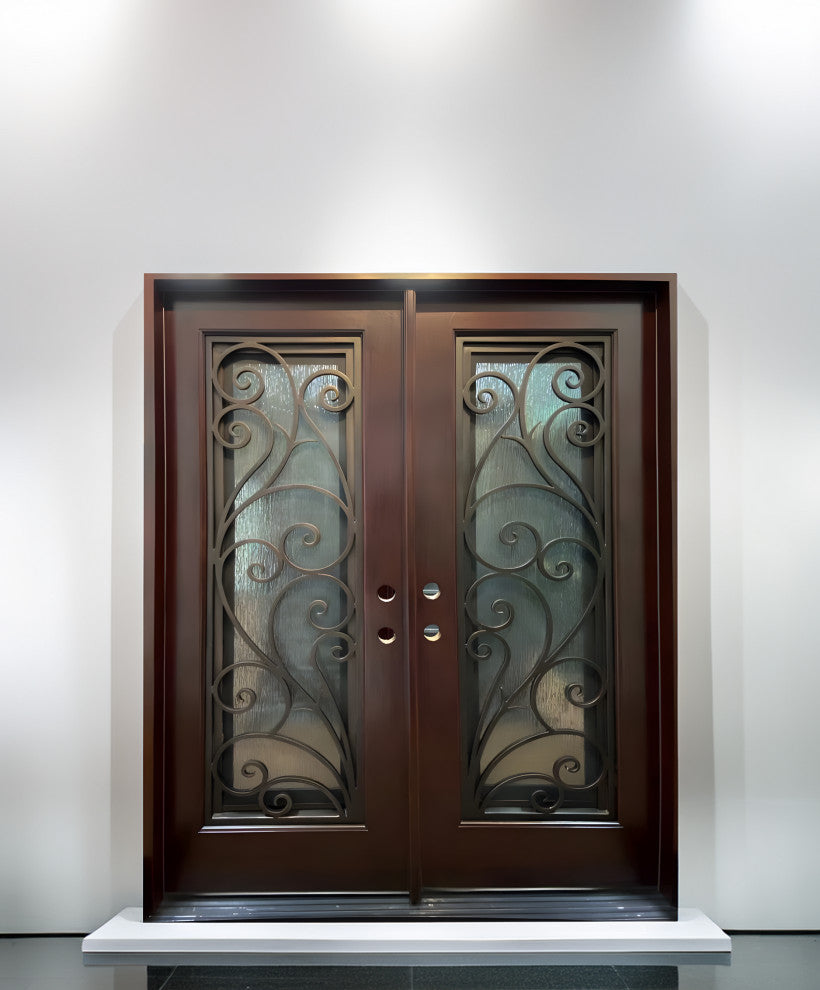 Exterior Front Entry Composite Double Door FRC08, 60"x80", Left Opening Inward