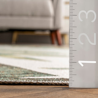 Nuloom Elen Machine Washable Natural Leaves Area Rug, Sage Green 2'6"x6'