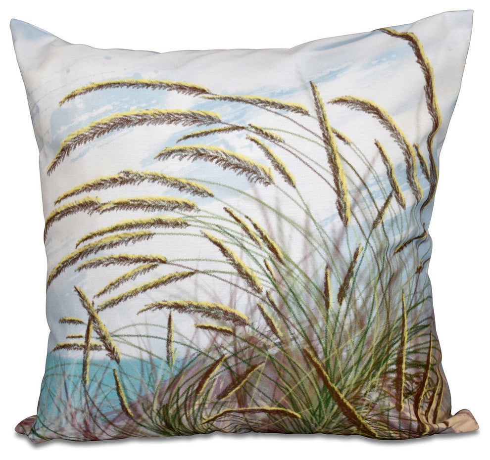 Ocean Breeze, Floral Print Pillow, Aqua, 20"x20"