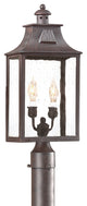 Newton, 2 Light Outdoor Post Lantern, Old Bronze Finish, Clear Seeded Glass