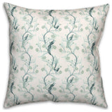 Vintage Birds On Branches Blue Mint 4 18x18 Spun Poly Pillow