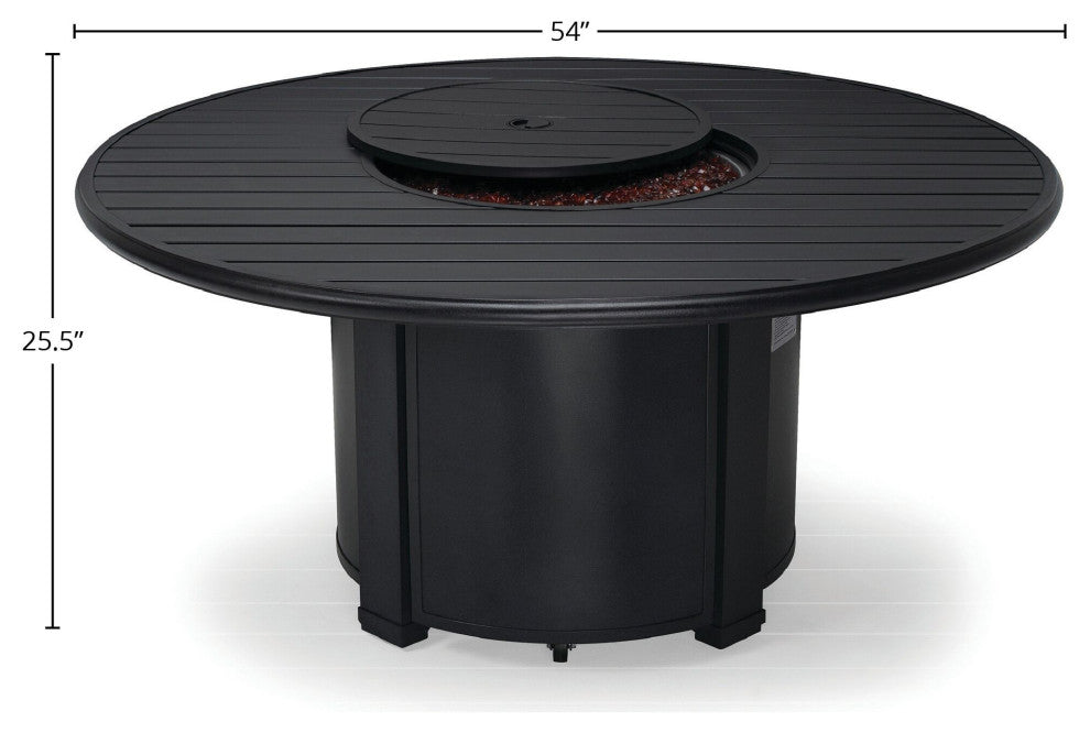 Slat Top 54" Round Fire Table, Java
