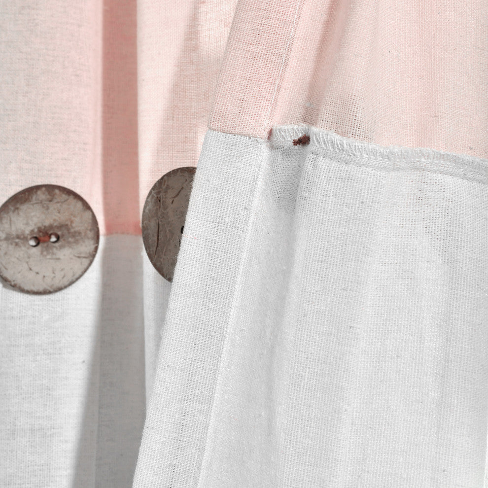 Linen Button Single Window Panel, Blush/White, 63"x40"