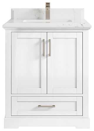Boston 30 Single Sink Bath Vanity in White 1.5" Empira Quartz