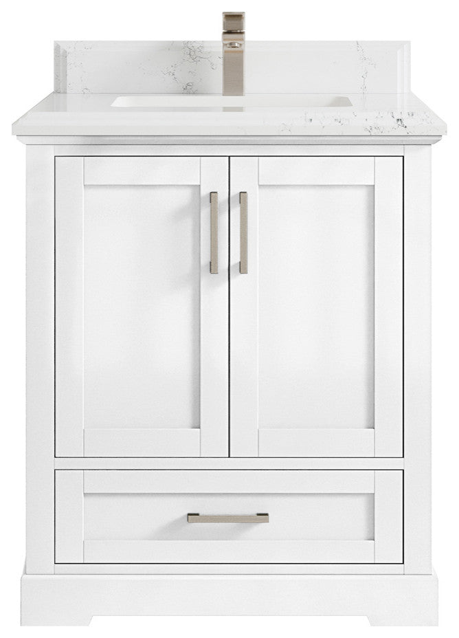 Boston 30 Single Sink Bath Vanity in White 1.5" Empira Quartz