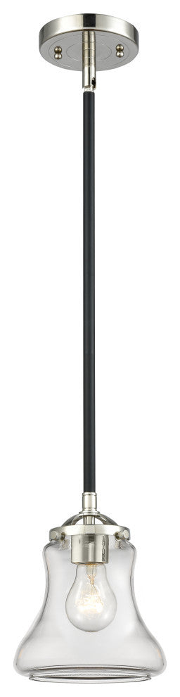 Bellmont 1-Light Mini Pendant, Black Polished Nickel, Clear
