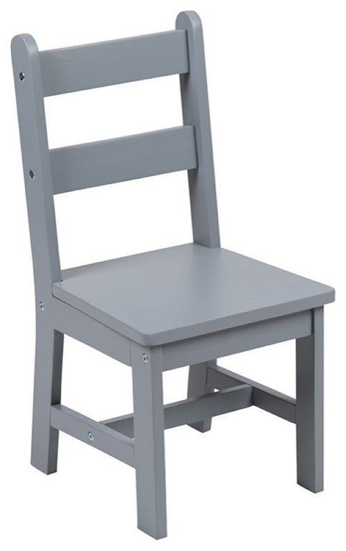 Kids Solid Hardwood Table and Chair Set - 3 Piece Set, Gray