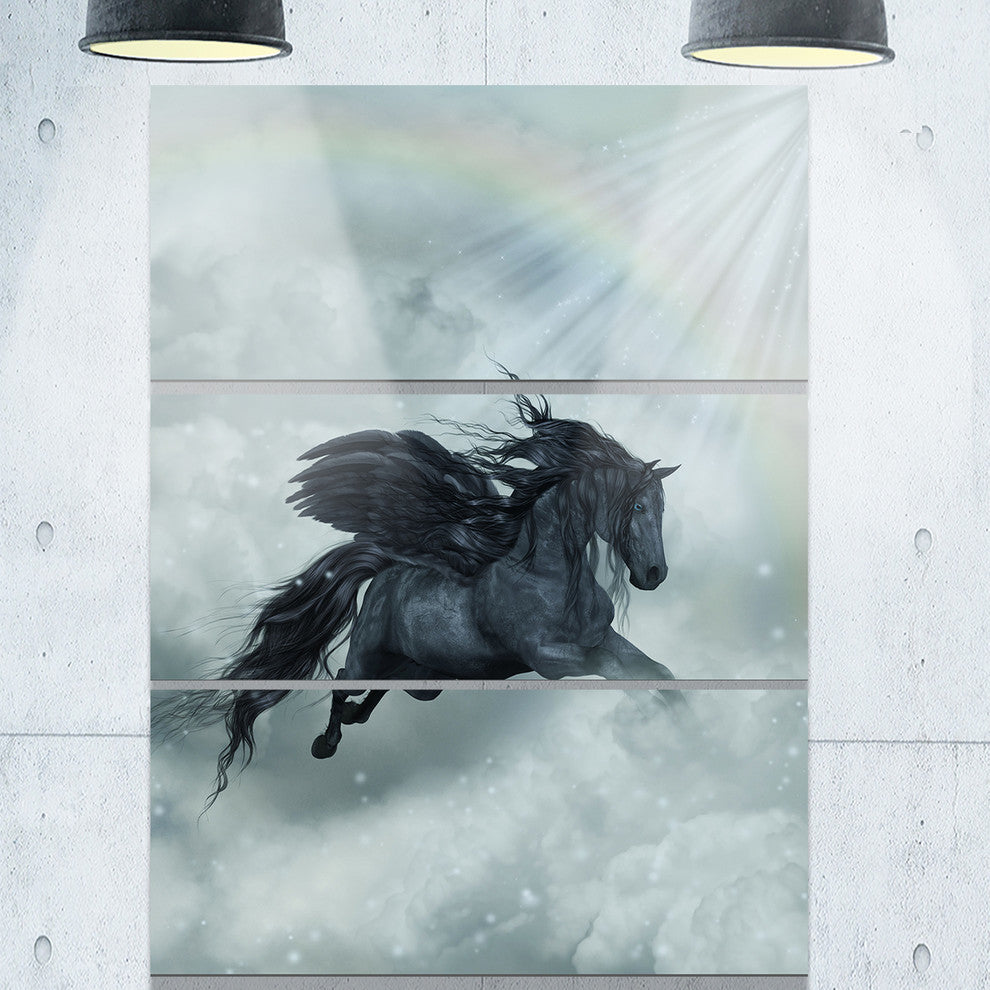 "Pegasus in the Heaven" Metal Wall Art, 3 Panels, 28"x36"
