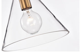 1-Light 10" Cone Glass Pendant, Black/Antique Gold