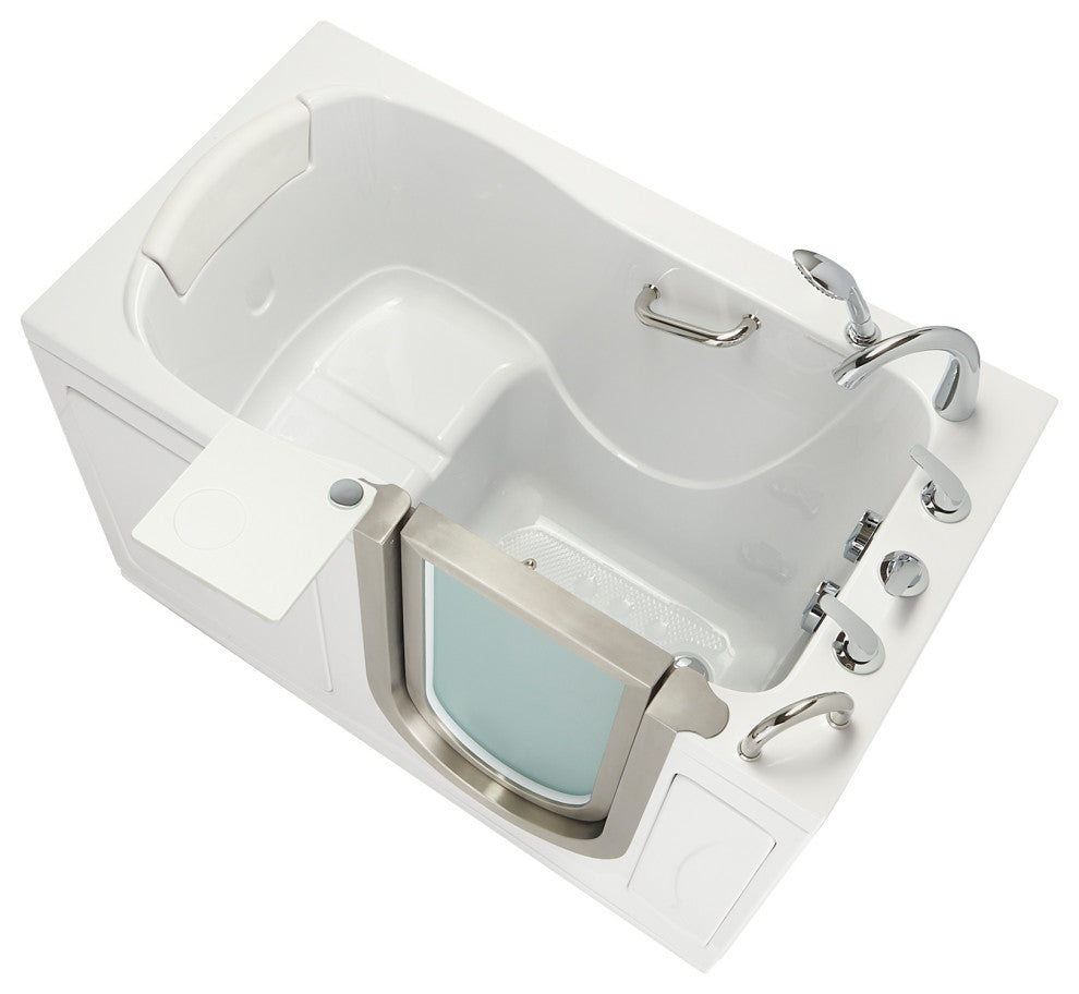 Ella Elite 32"x52" Acrylic Soaking Walk-In Bathtub Inward Swing Door, Dual Drain