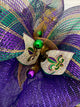 Extra Large Mardi Gras Wreath With Beautiful Mask and  Fleur De Lis 28"