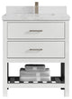 Parker 30 Single Sink Bath Vanity in White 2" Calacatta Nuvo