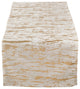 Distressed Foil Metallic Design Glam Cotton Table Runner, Gold, 16"x72"