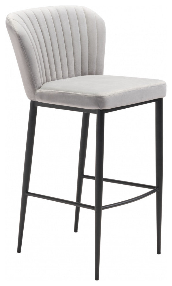 Set of Two Light Gray Sea Shell Bar Chairs