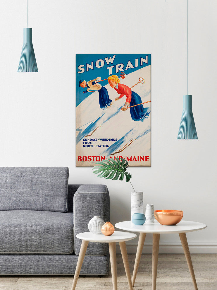 "Snow Train" Painting Print on Wrapped Canvas, 24"x36"