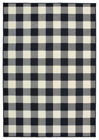 Oriental Weavers Marina Black/ Ivory Geometric Indoor/Outdoor Rug 5'3"X7'6"