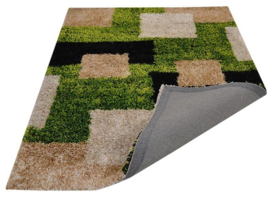 Shaggy Hand Tufted Geometric Oriental Area Rug, Multi, 6x9''