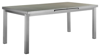 Benzara BM287827 Kylo 90" Dining Table, Smooth Gray Aluminum Frame, Outdoor