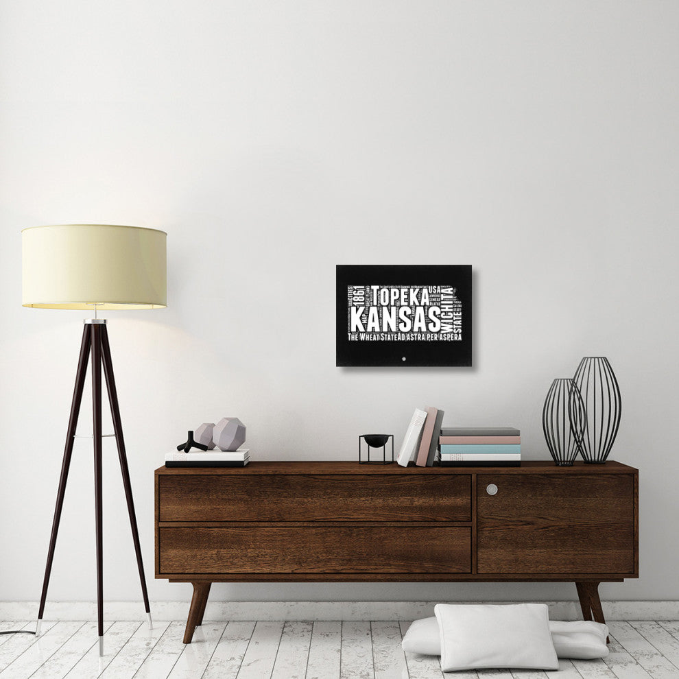 "Kansas Black and White Map" Fine Art Print