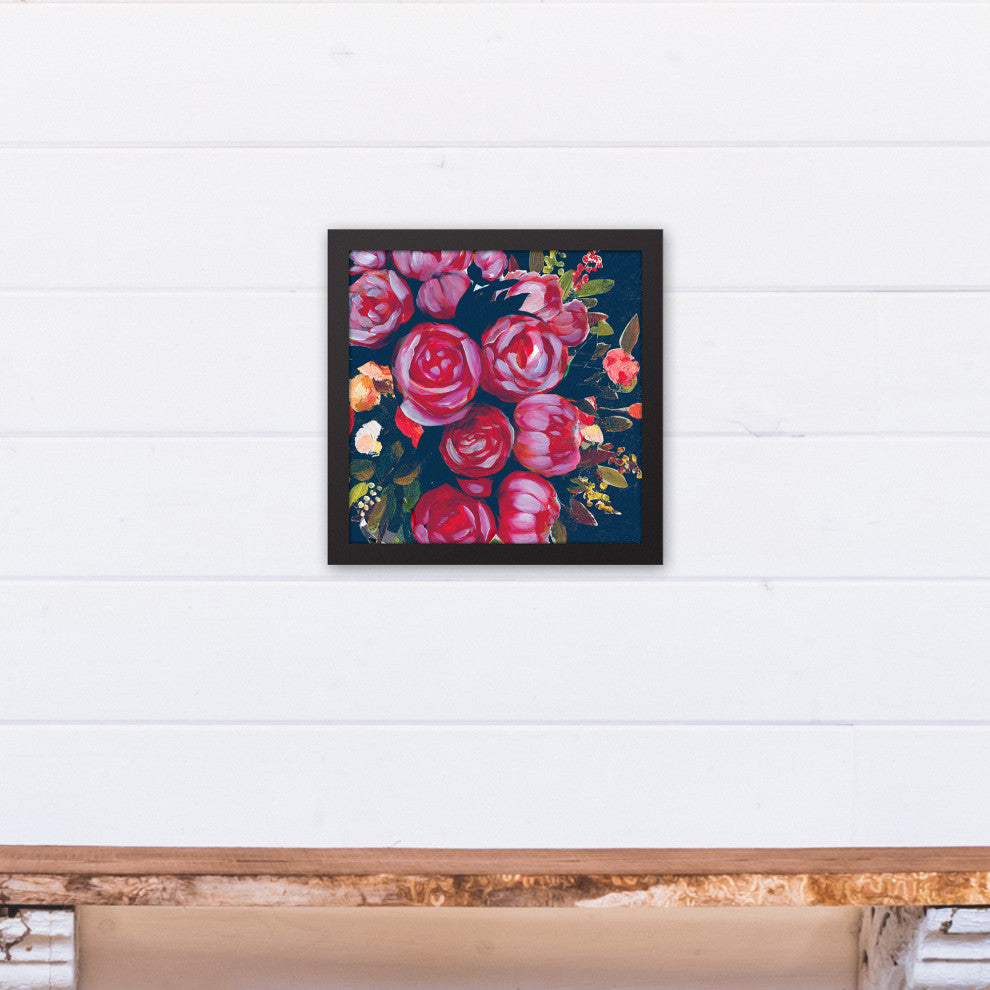 Funky Bold Flowers 12x12 Black Framed Canvas