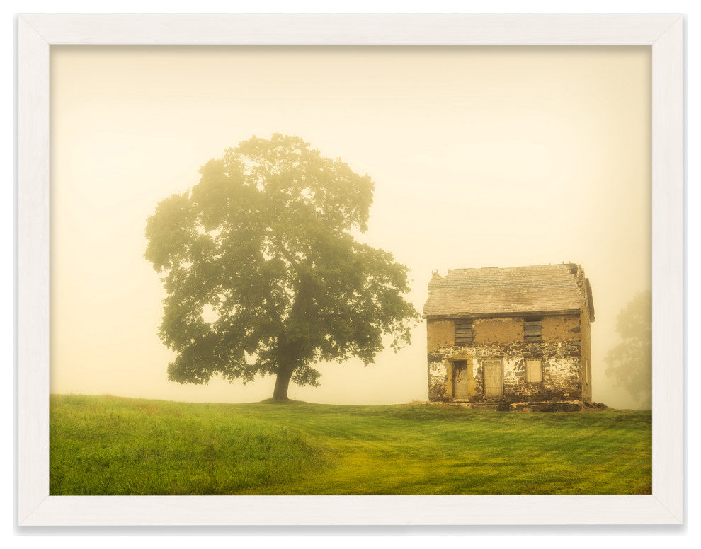 Abandoned House Rural Landscape Framed Photo Paper Wall Art Prints, White, 12" X 18"