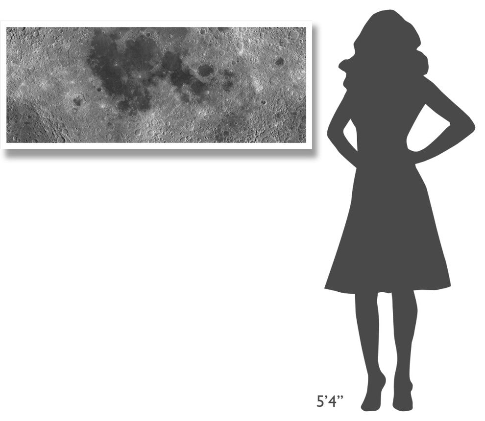 "Unmarked Map of the Moon, Projection" Paper Art, 52"x22"