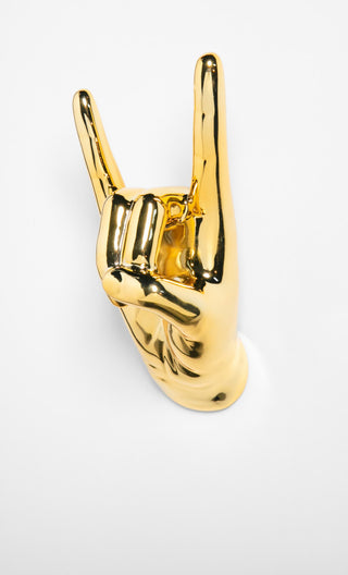 Interior Illusions Plus Gold Rock On Hand Wall Mount, 8.5" tall