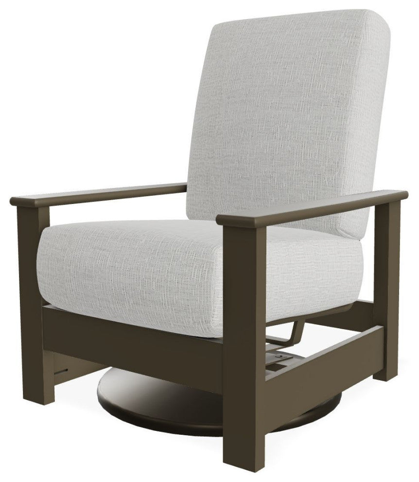 Leeward Deep Seat Outdoor Hidden Swivel Rocker, Grasscloth Dune/Beachwood