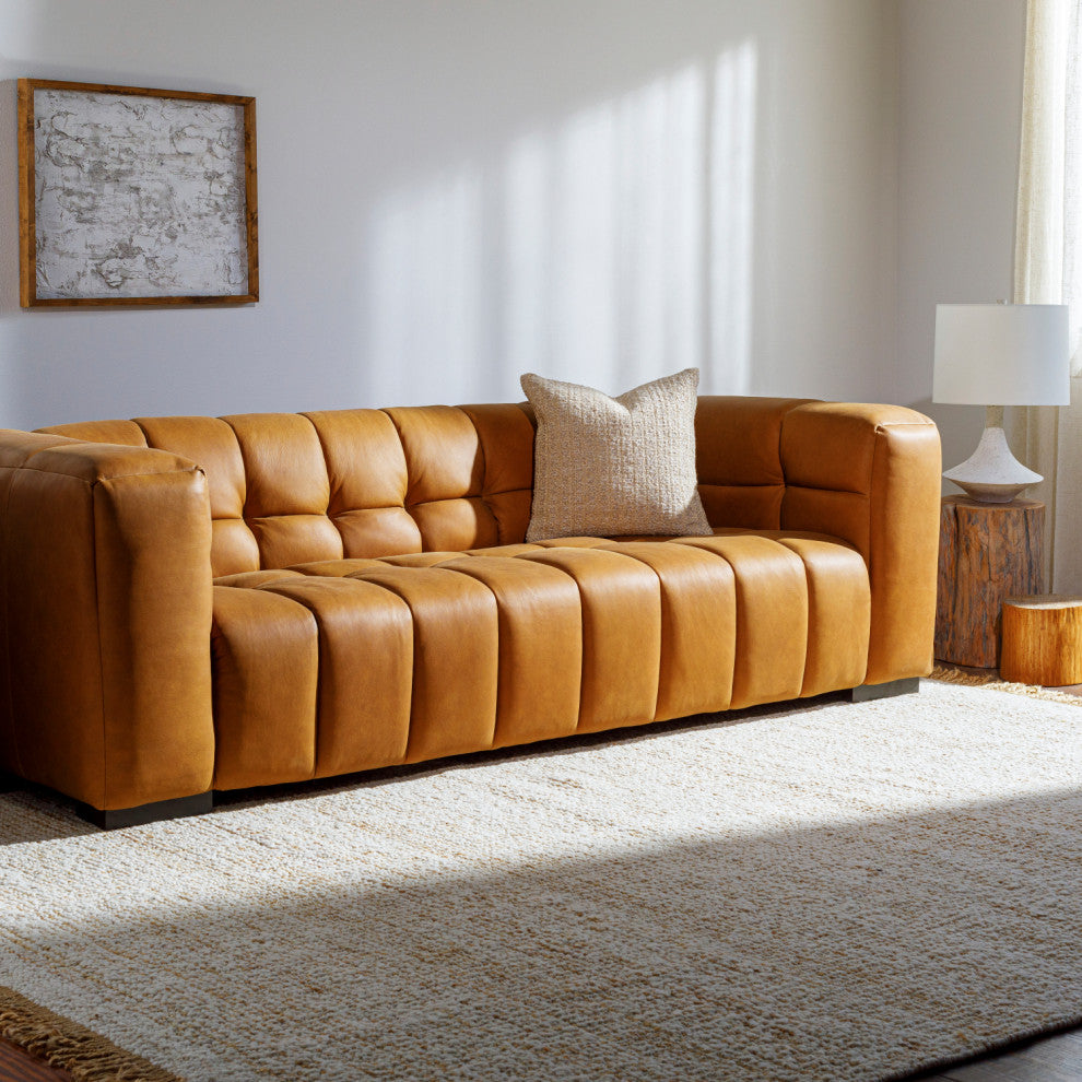 Grenoble 29"H x 94"W x 34"D Sofa, Brown, 100% Leather
