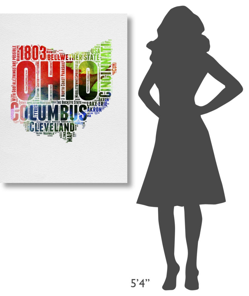 "Ohio Watercolor Word Cloud" Fine Art Print