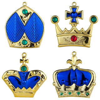 4-Pack Blue Crown Ornaments