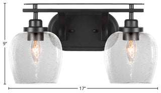 Odyssey 2 Light Bath Bar In Matte Black Finish With 6" Clear Bubble Glass