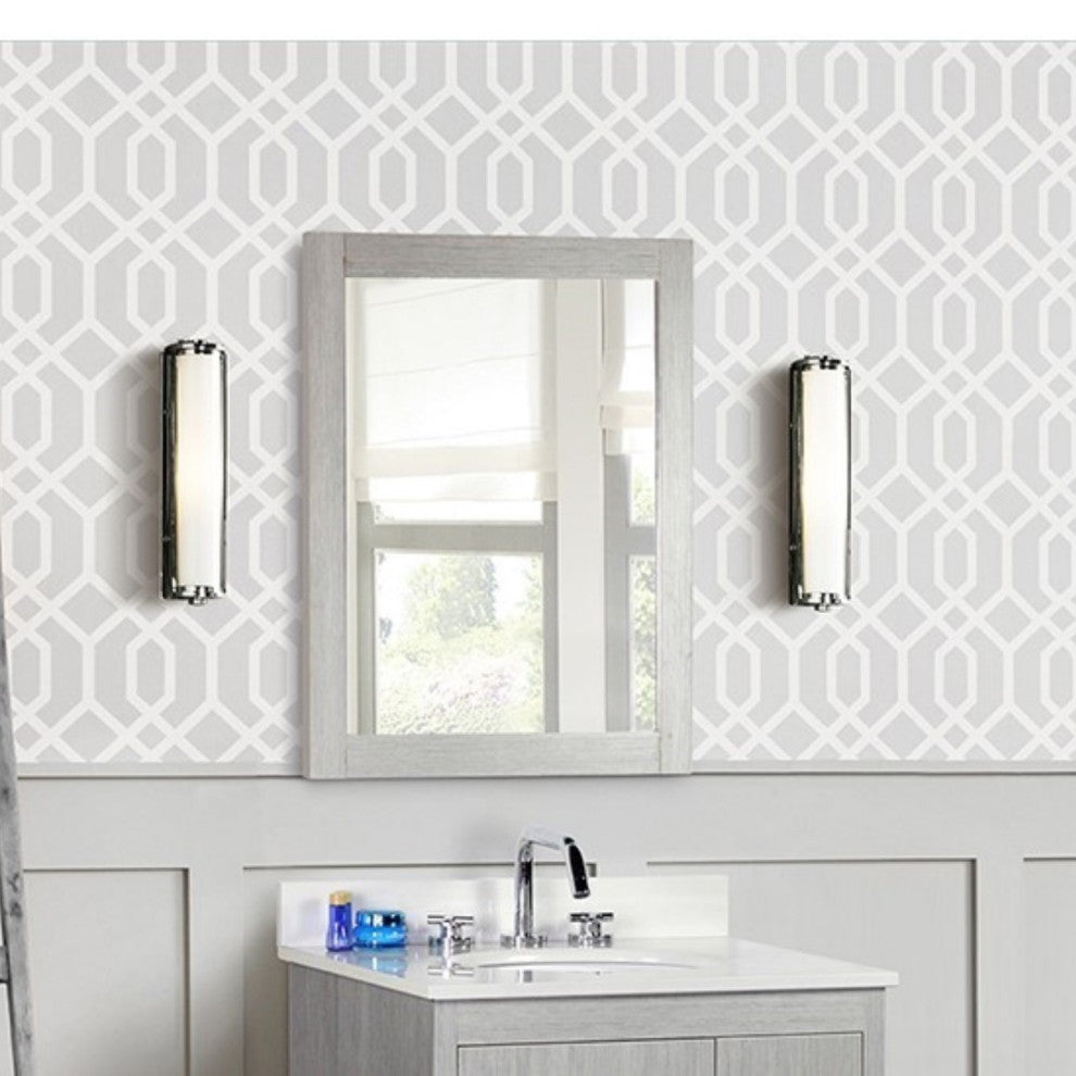 24" Rectangle Wood Frame Mirror, Gray Pine Finish