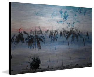 "Blue Palms" Print on Brushed Aluminum, 36"x24"