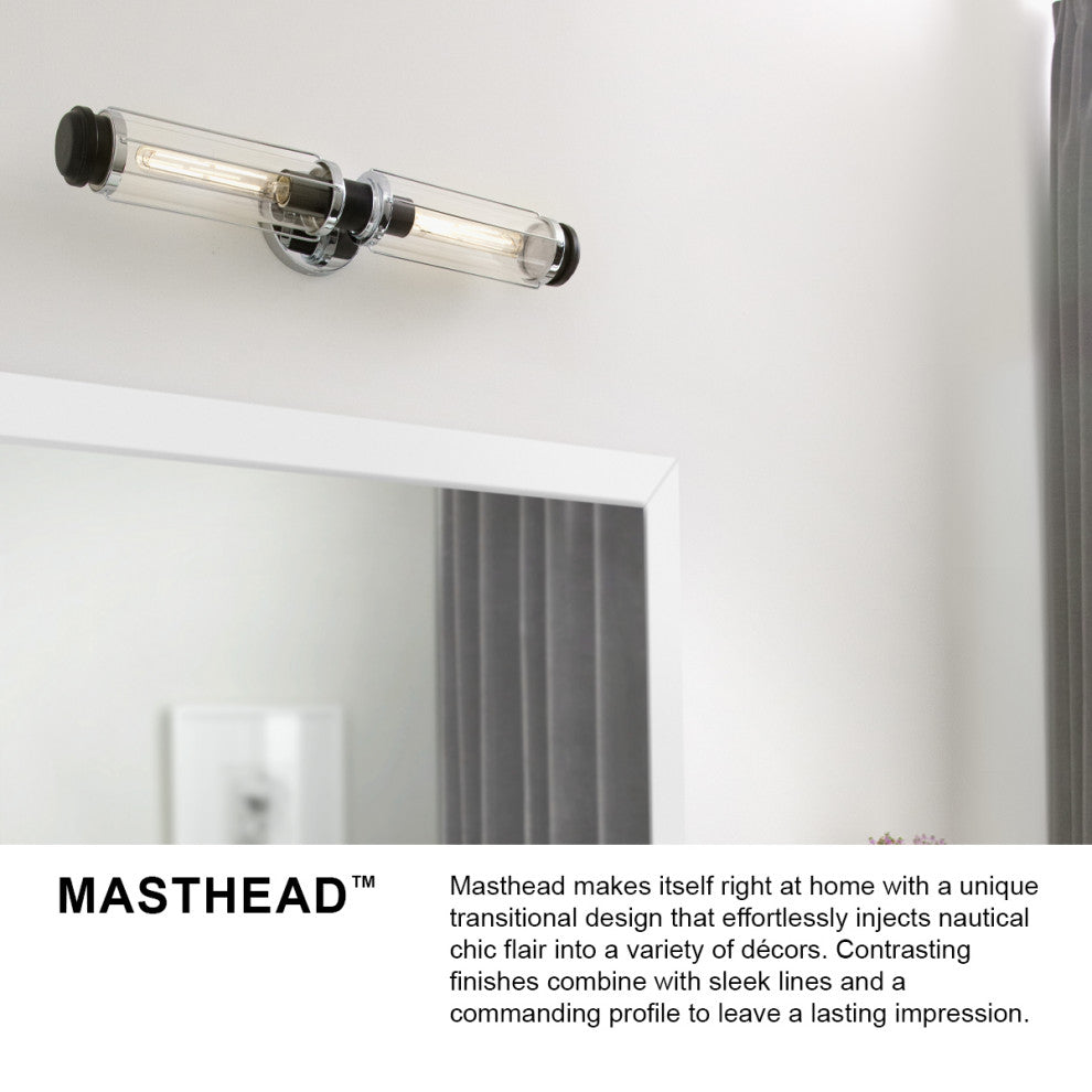 Hinkley Masthead Small Two Light Vanity, Heritage Brass
