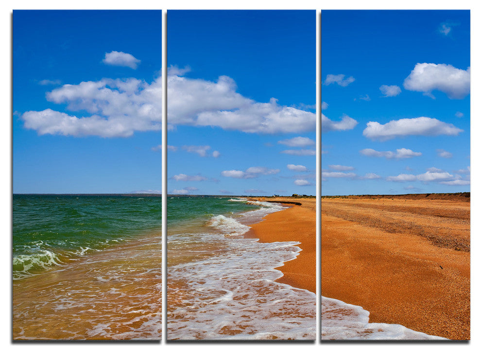 "Green Waters on Winter Day Beach" Metal Wall Art, 3 Panels, 36"x28"