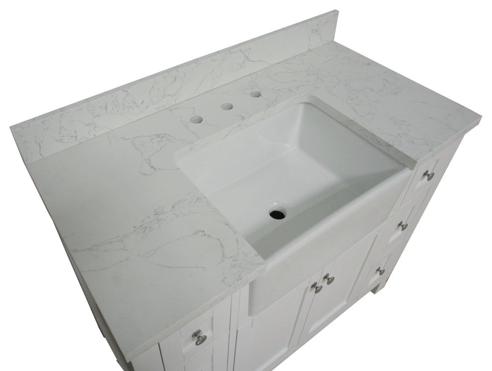 Yorkshire 42" Bathroom Vanity, White, Engineered Marble