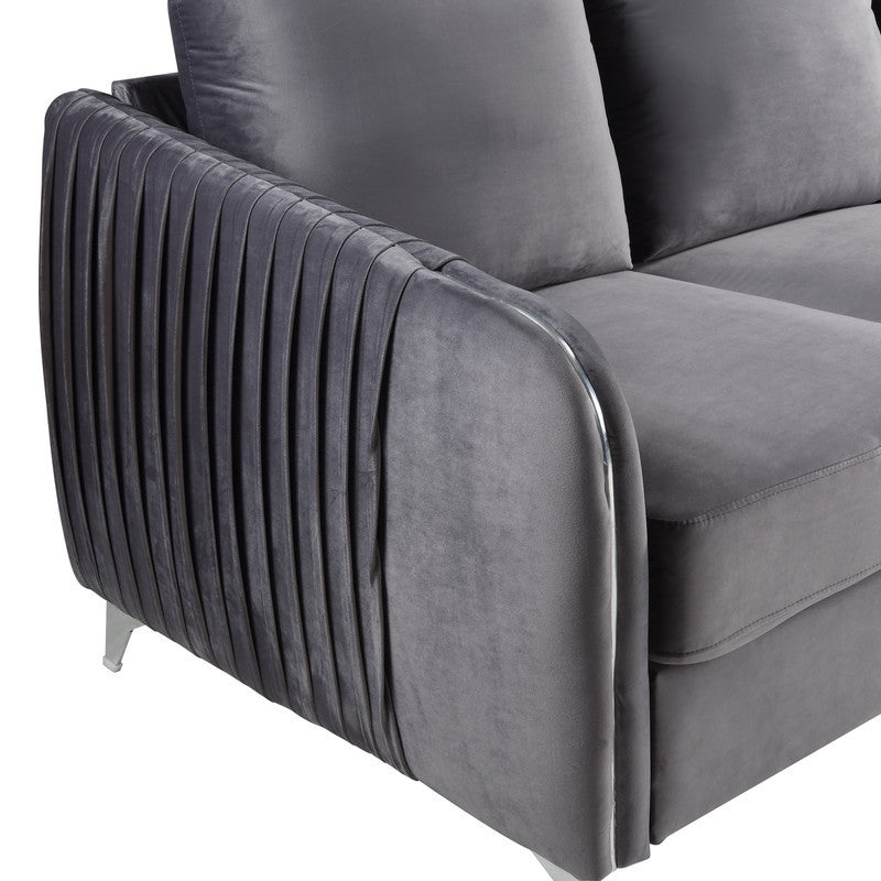 Hathaway Velvet Modern Chic Accent Armchair, Gray